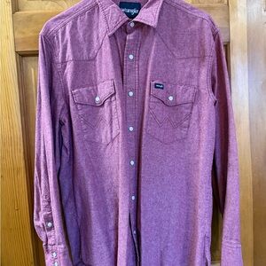 Wrangler Men's Casual Maroon Button Down Shirt